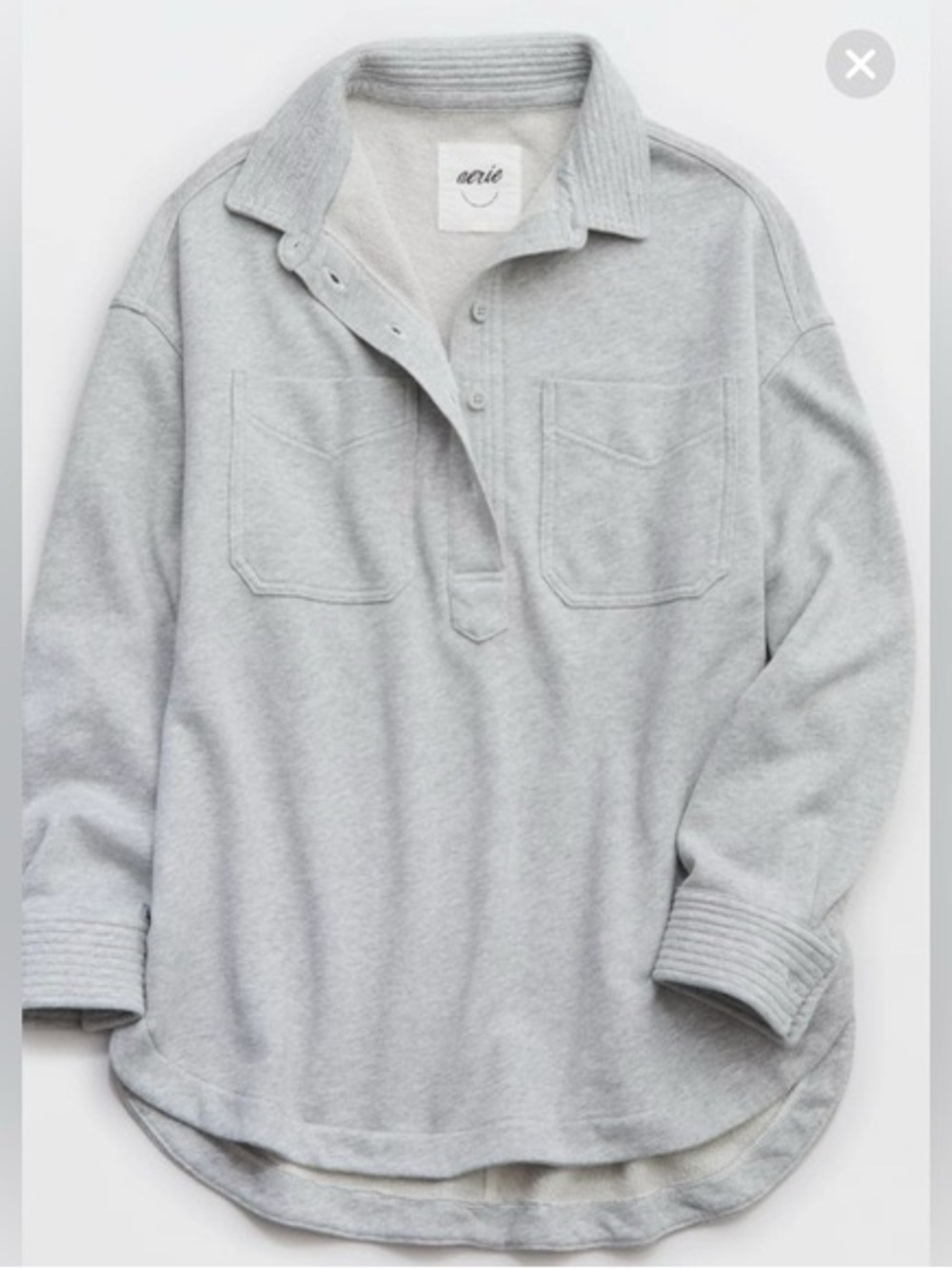 Aerie Heather Gray Button up Pullover